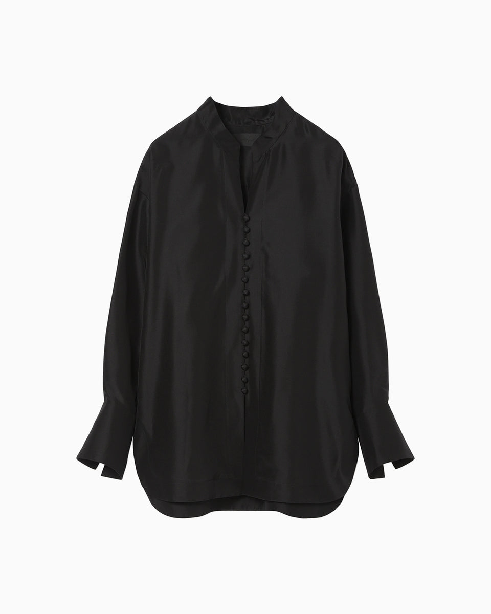 Basic Silk Multi-Buttoned Blouse - black - Mame Kurogouchi