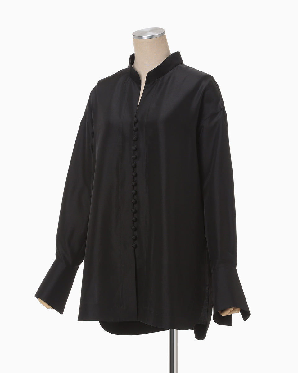 Basic Silk Multi-Buttoned Blouse - black - Mame Kurogouchi
