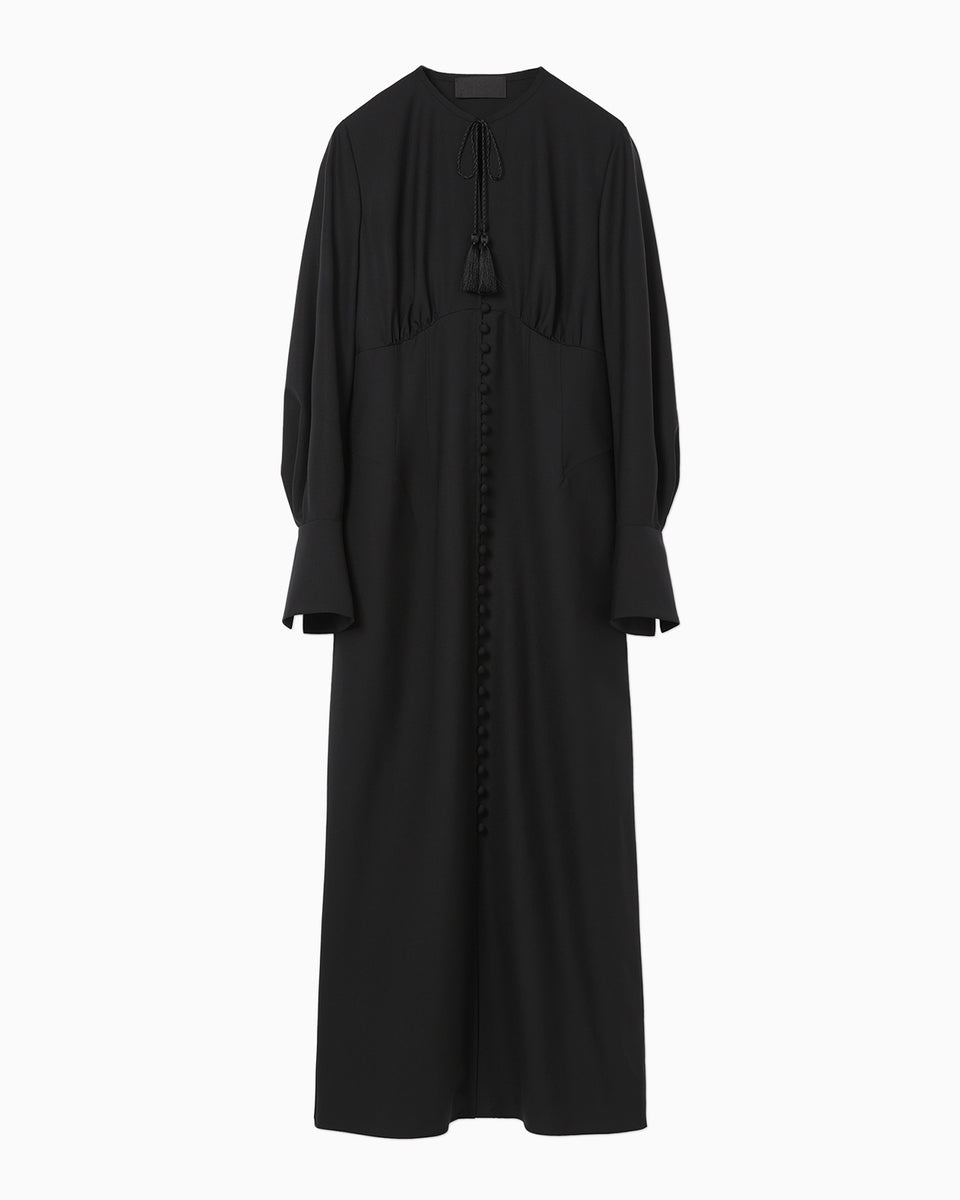 Basic Wool Multi-Buttoned Dress - black - Mame Kurogouchi