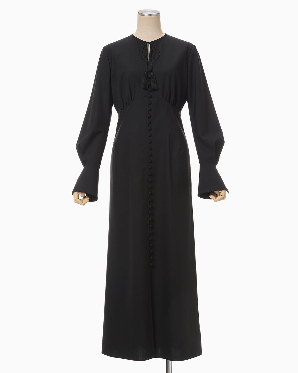 Basic Wool Multi-Buttoned Dress - black - Mame Kurogouchi