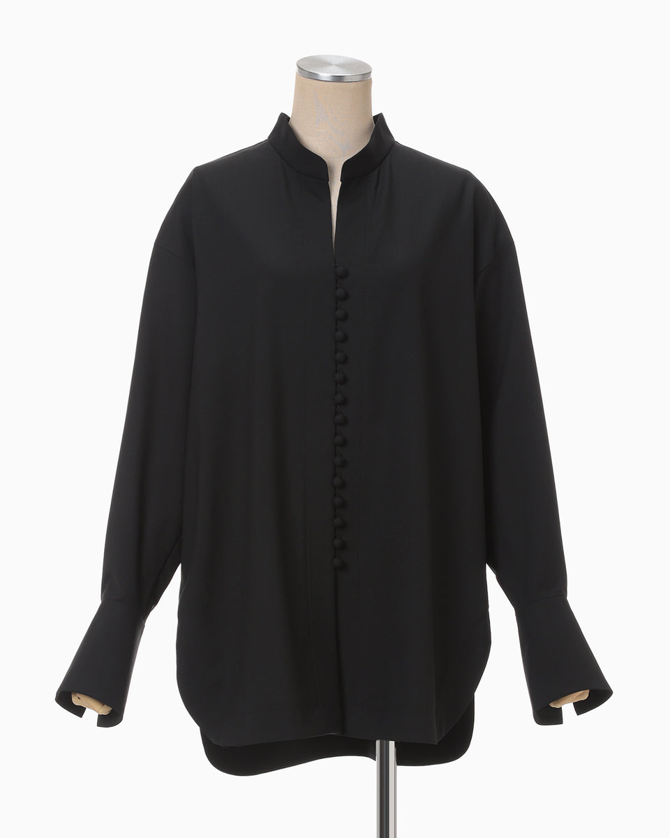 Basic Wool Multi-Buttoned Blouse - black - Mame Kurogouchi