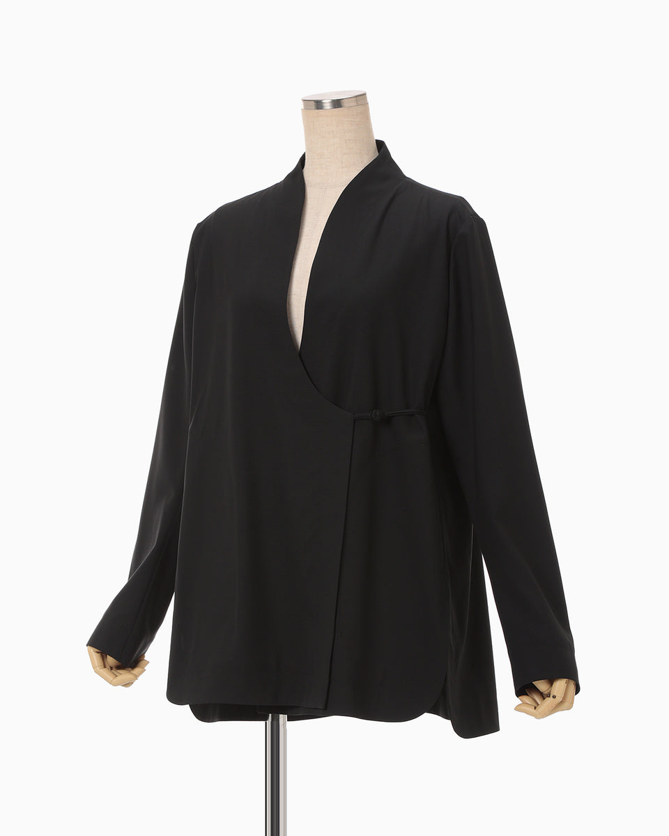 Basic Wool Double-Breasted Lightweight Jacket - black - Mame