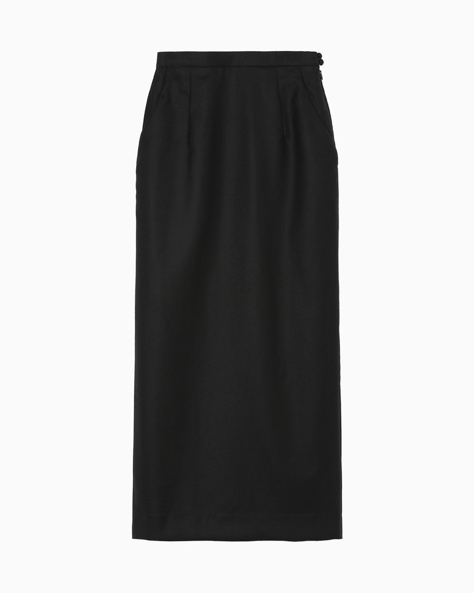 Wool I-Line Skirt - black - Mame Kurogouchi
