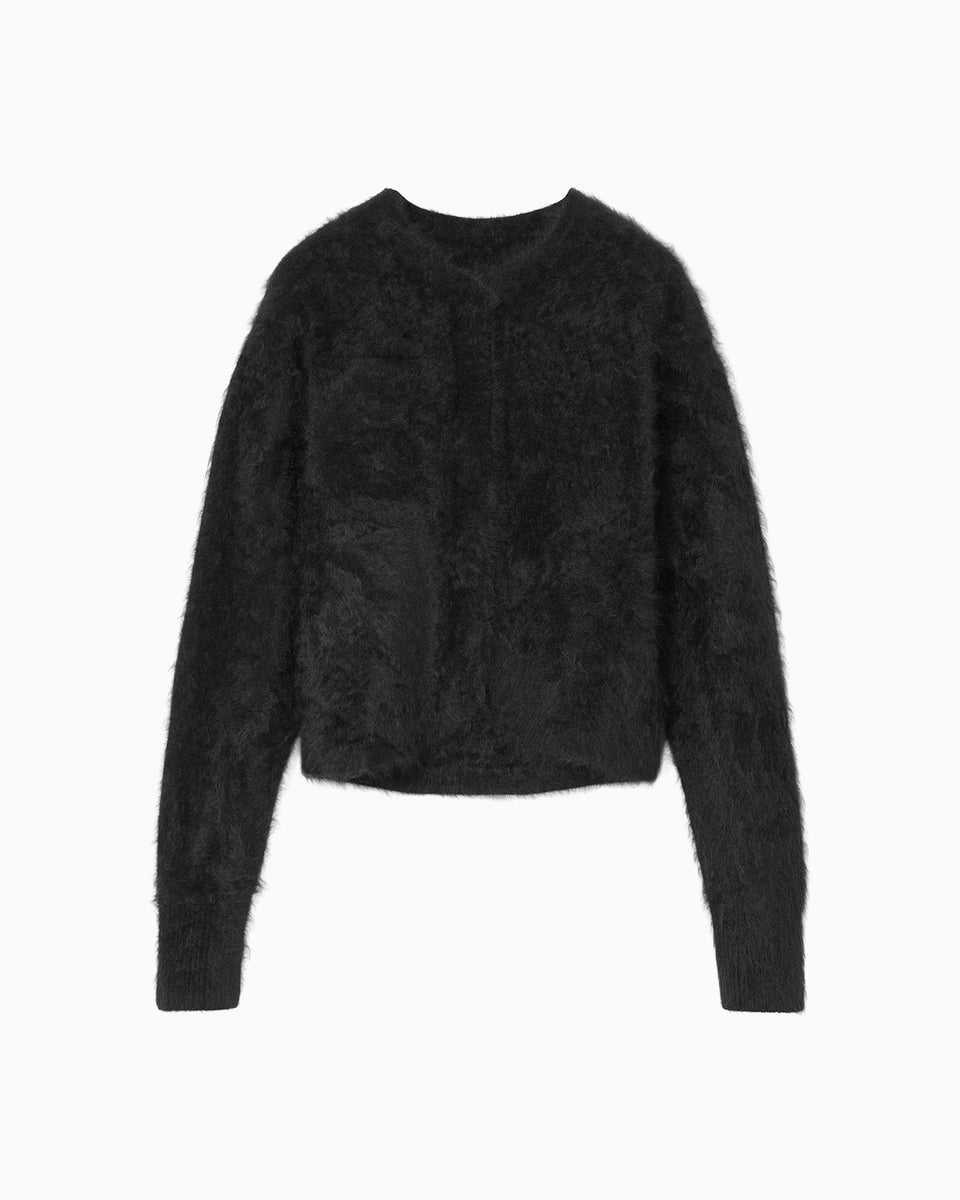 Cashmere Fur Knitted Cardigan - black - Mame Kurogouchi