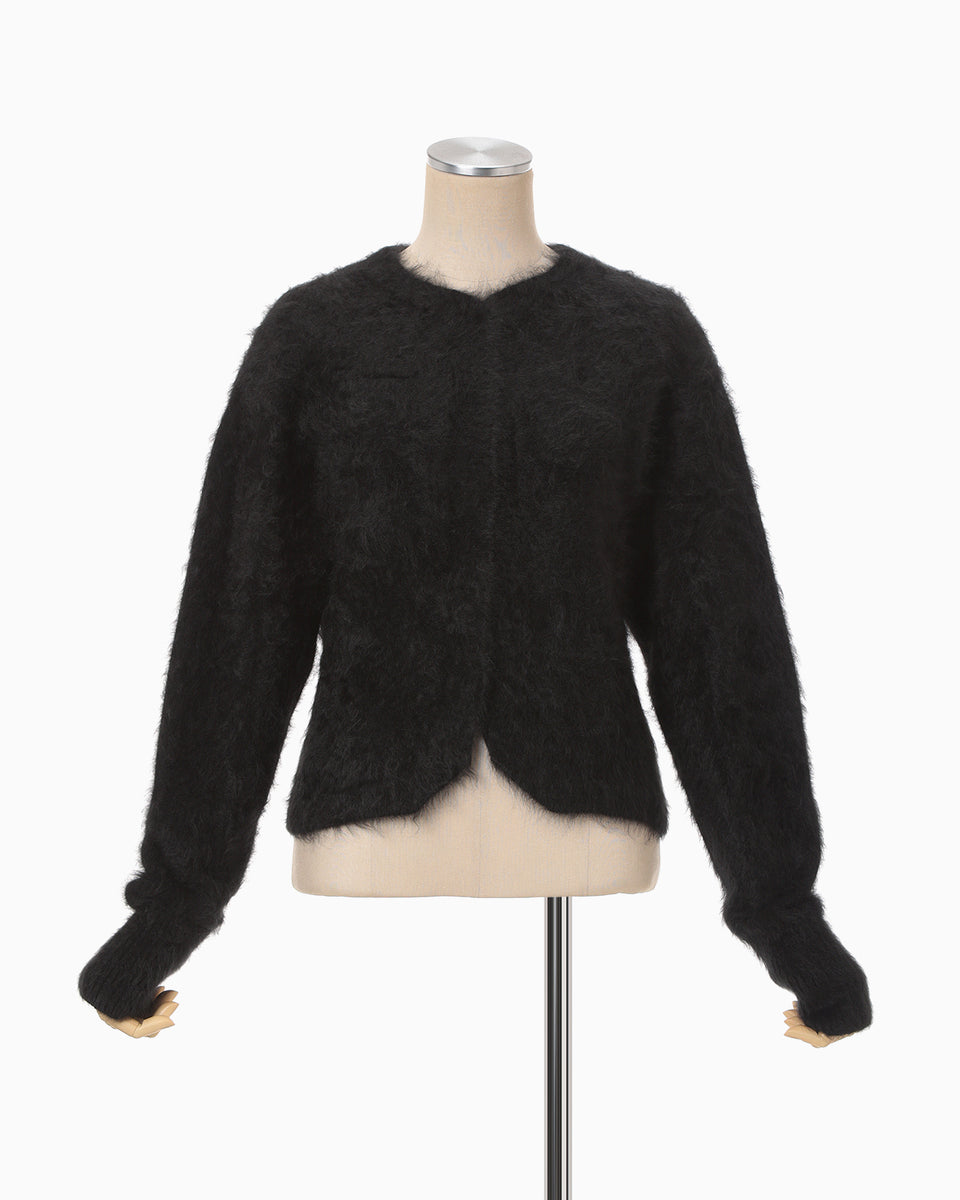 Cashmere Fur Knitted Cardigan - black - Mame Kurogouchi