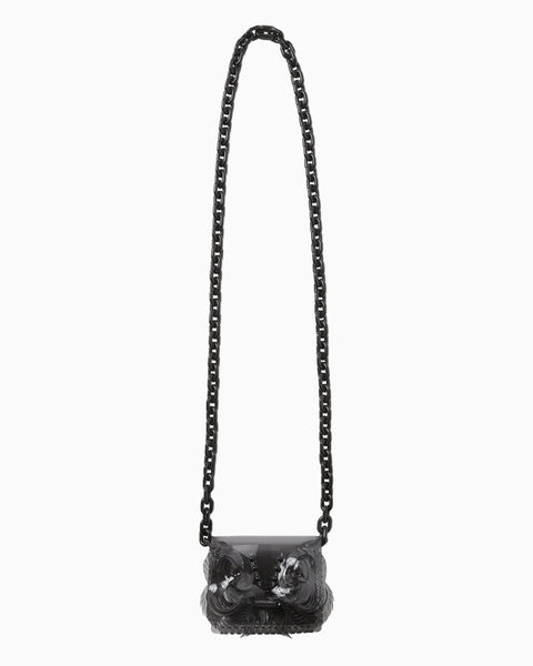 Transparent Sculptural Micro Chain Bag - black