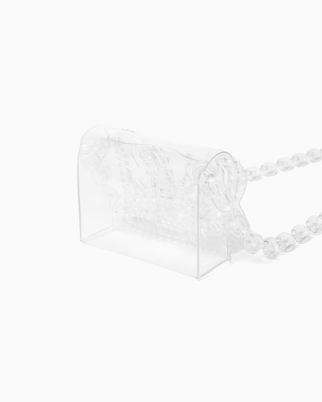 Transparent Sculptural Micro Chain Bag - clear