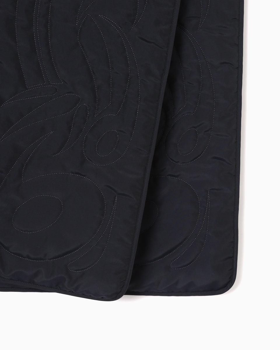 Silk Nylon Quilted Scarf - navy - Mame Kurogouchi