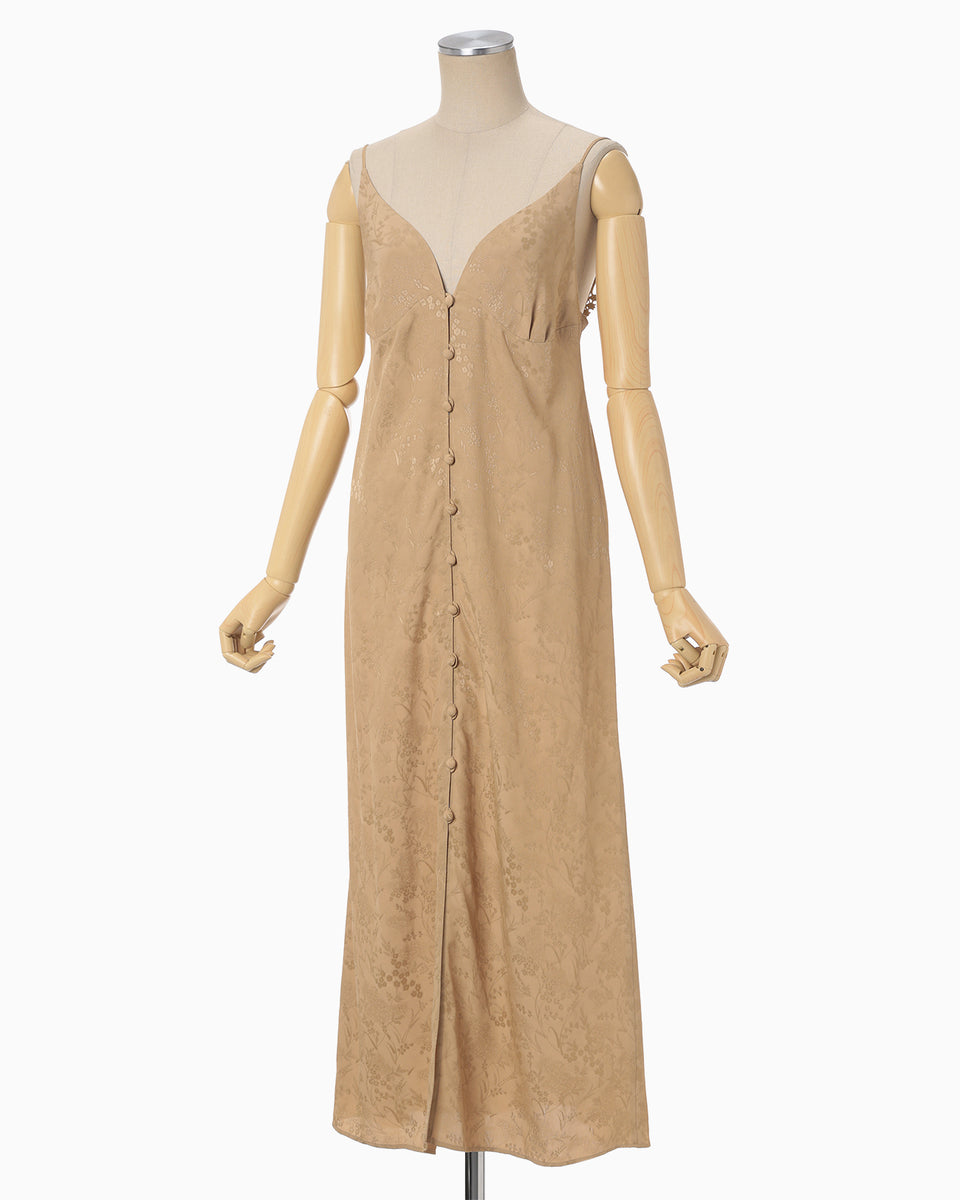 Floral Jacquard Camisole Dress - beige - Mame Kurogouchi
