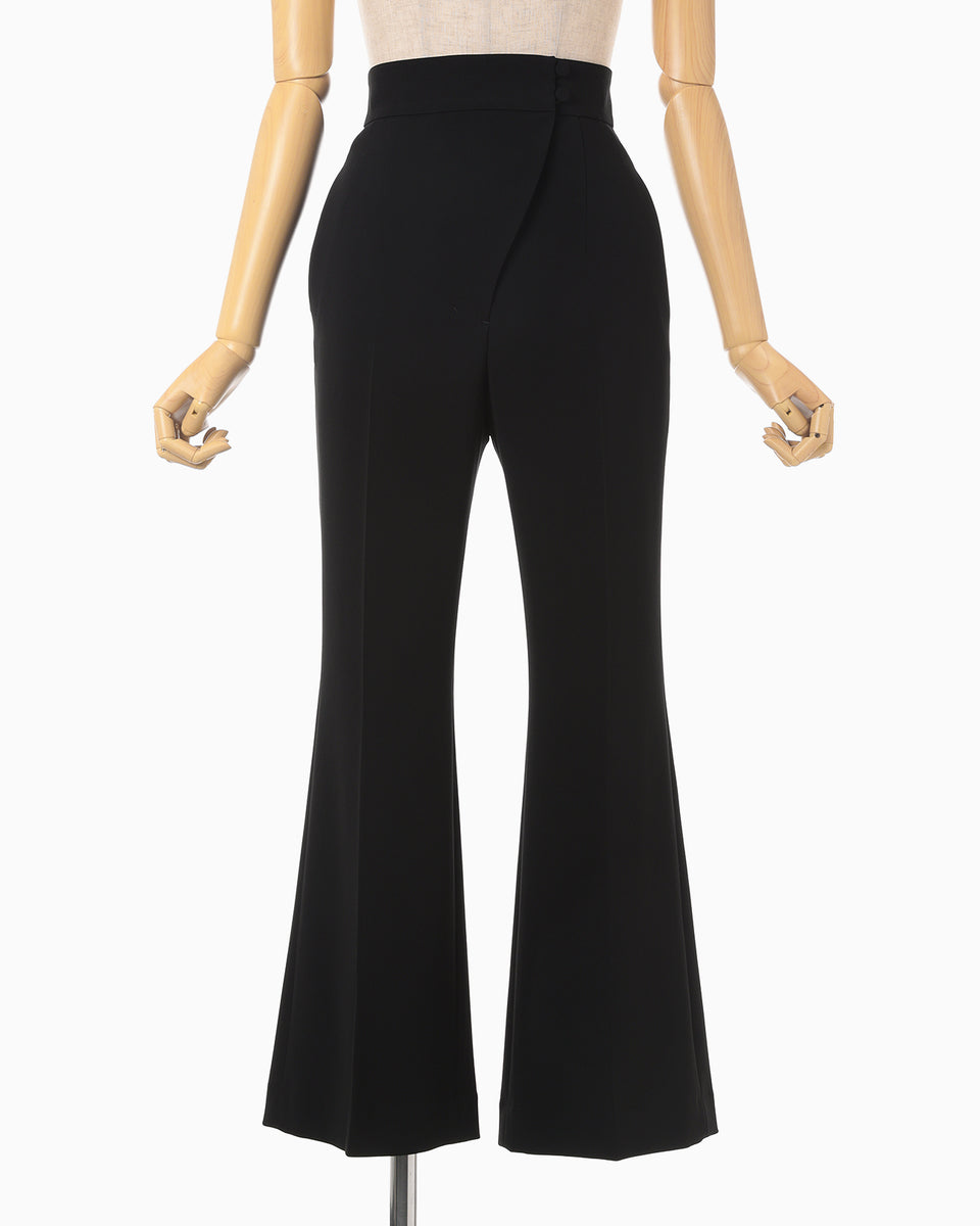 Acetate Polyester Cropped Suit Trousers - black - Mame