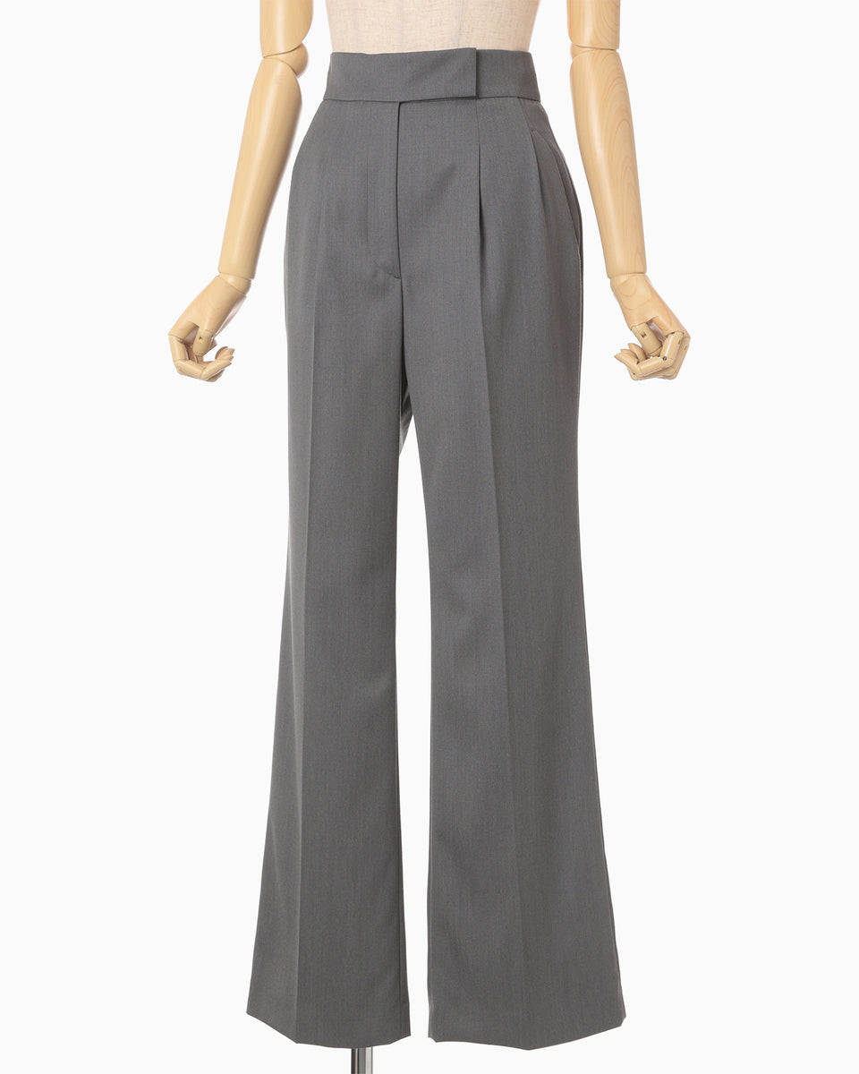 Wool Gabardine Flared Trousers