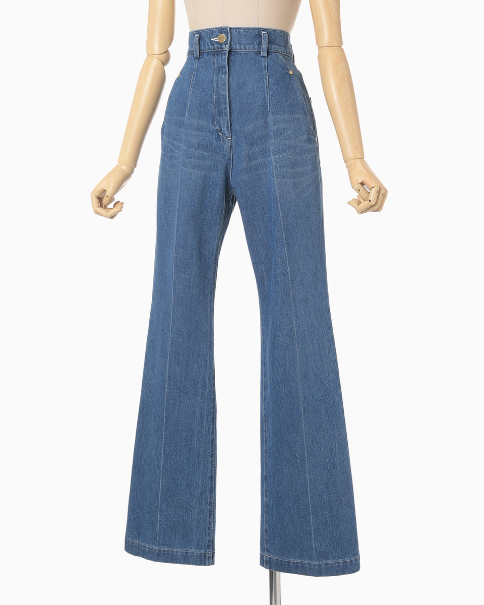 High Waisted Flare Jeans - blue - Mame Kurogouchi High Waisted Flare Jeans - blue - Mame Kurogouchi