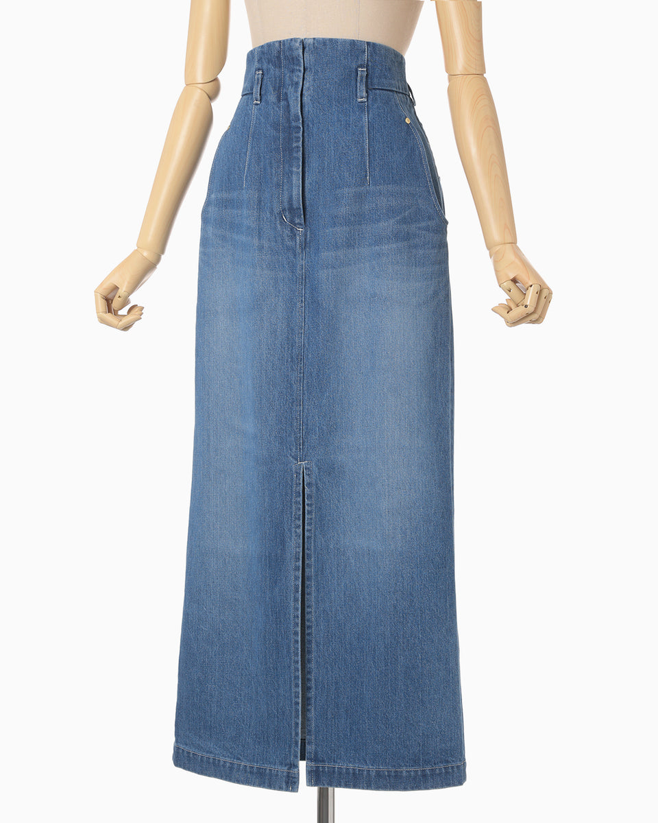 A-Line Denim Skirt - blue - Mame Kurogouchi