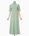 Floral Embossed Cotton Jersey A-Line Dress - mint green