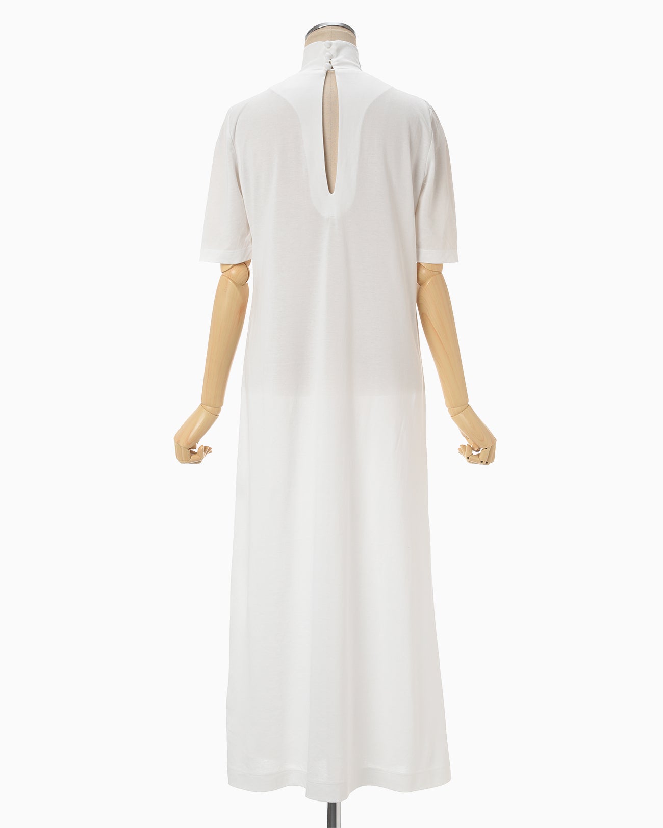 Floral Embossed Cotton Jersey A-Line Dress - white