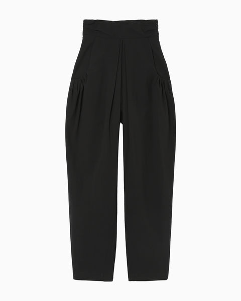 Crepe Cotton Tapered Trousers - black