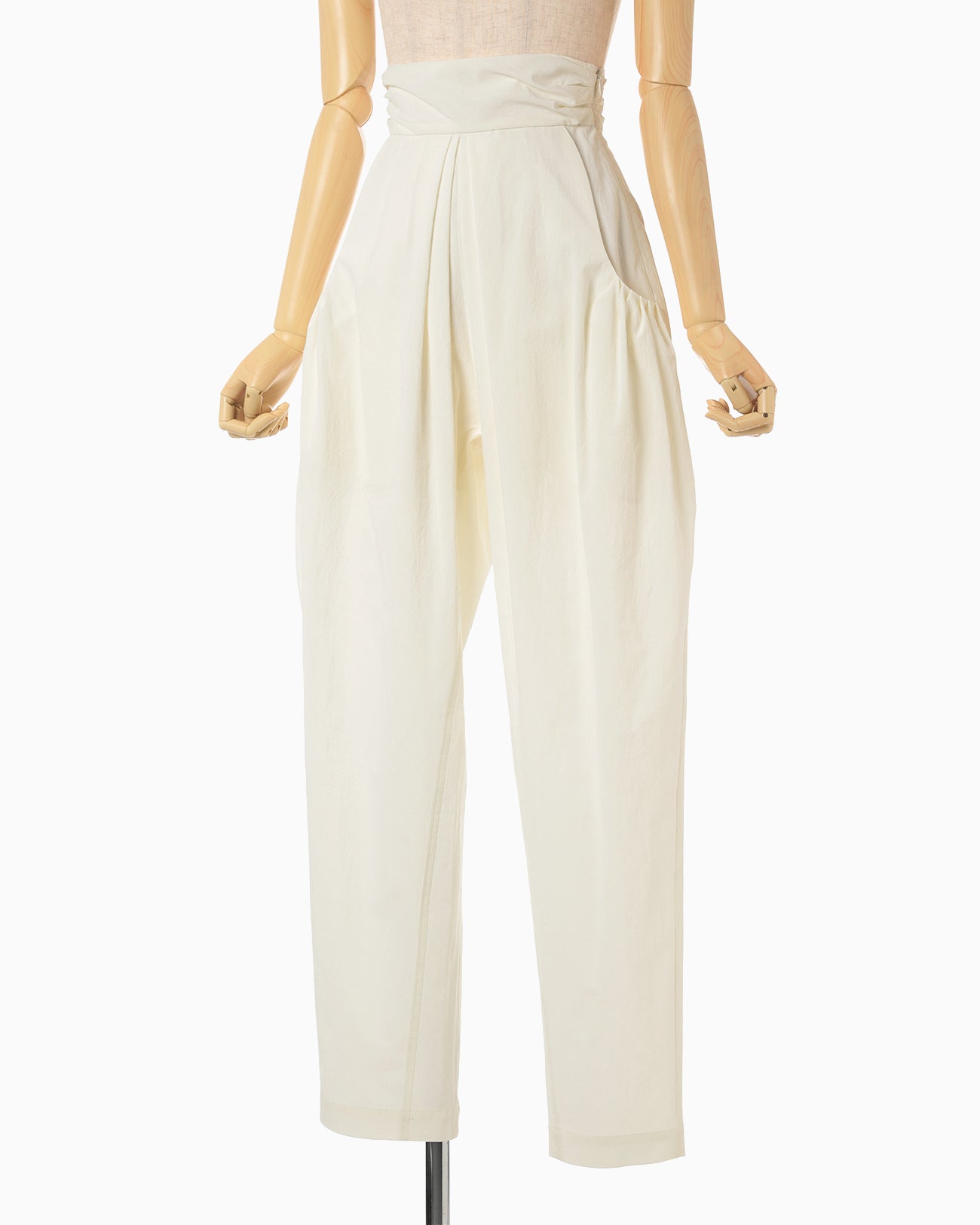 Crepe Cotton Tapered Trousers - white