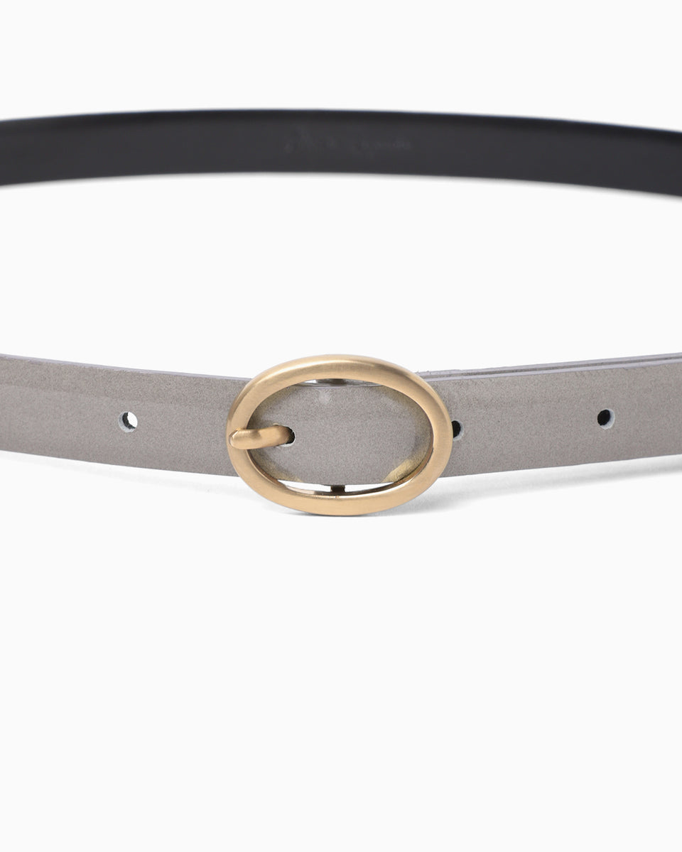 Cow Hide Leather Narrow Belt - grey - Mame Kurogouchi