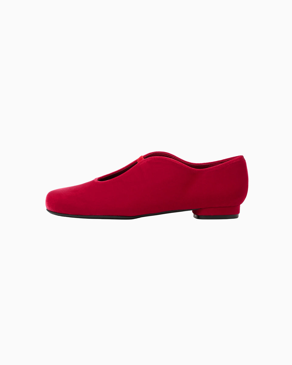 まるこ M レッド Velvet Ballet Shoes - red - Mame Kurogouchi