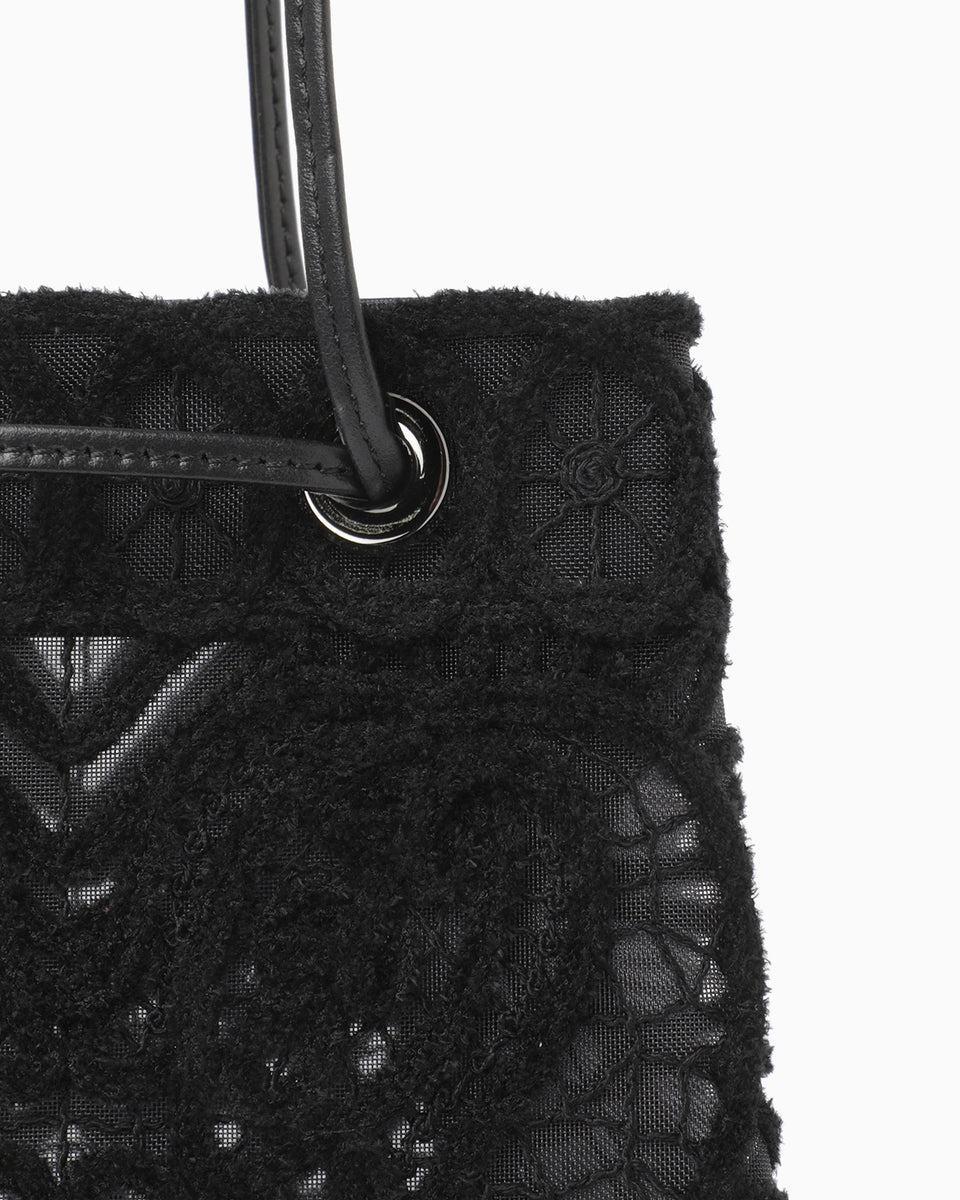 Cording Embroidery Bucket Bag - black - Mame Kurogouchi