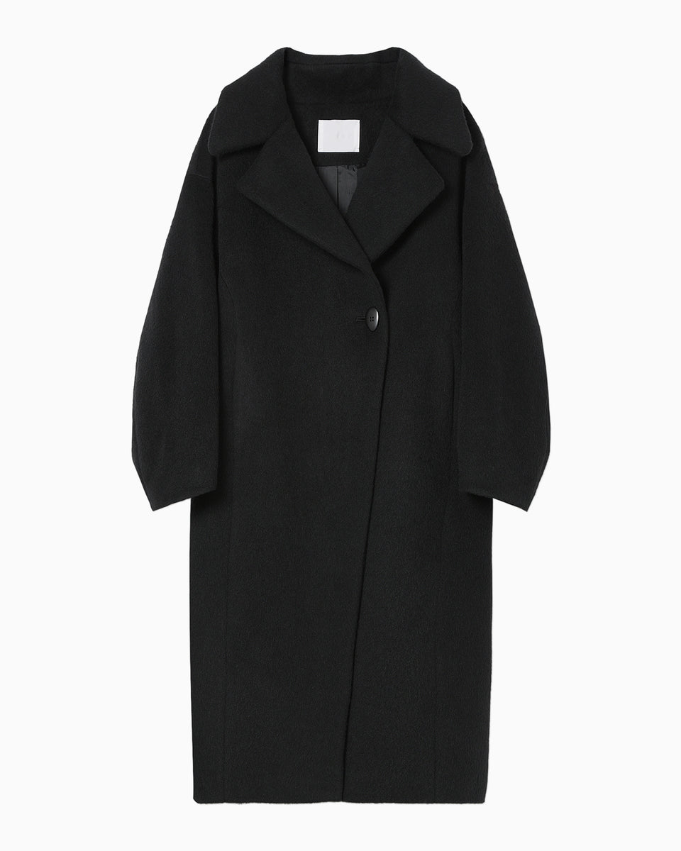 Wool Arupaka Long Cort - black - Mame Kurogouchi