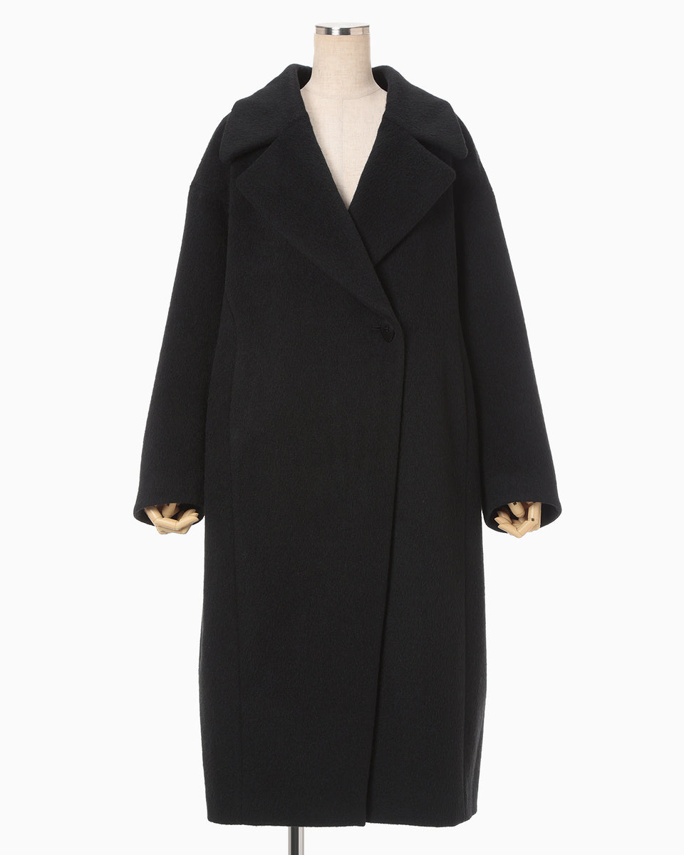 Wool Arupaka Long Cort - black - Mame Kurogouchi