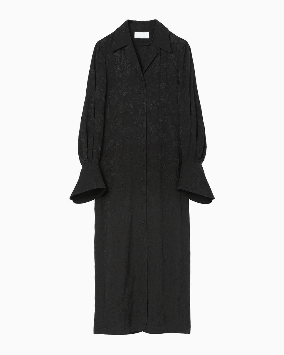 Floral Jacquard Shirt Dress - black - Mame Kurogouchi