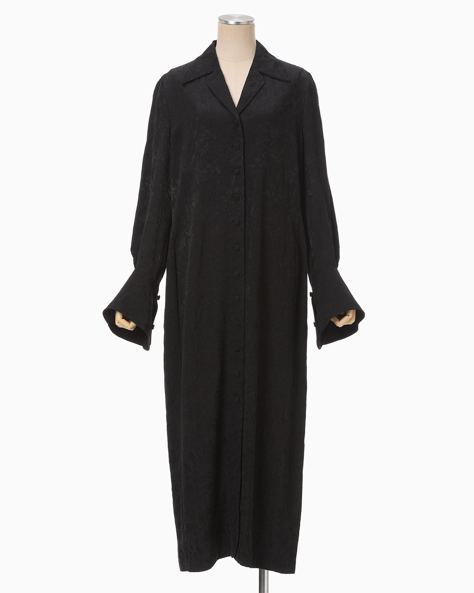 Floral Jacquard Shirt Dress - black - Mame Kurogouchi