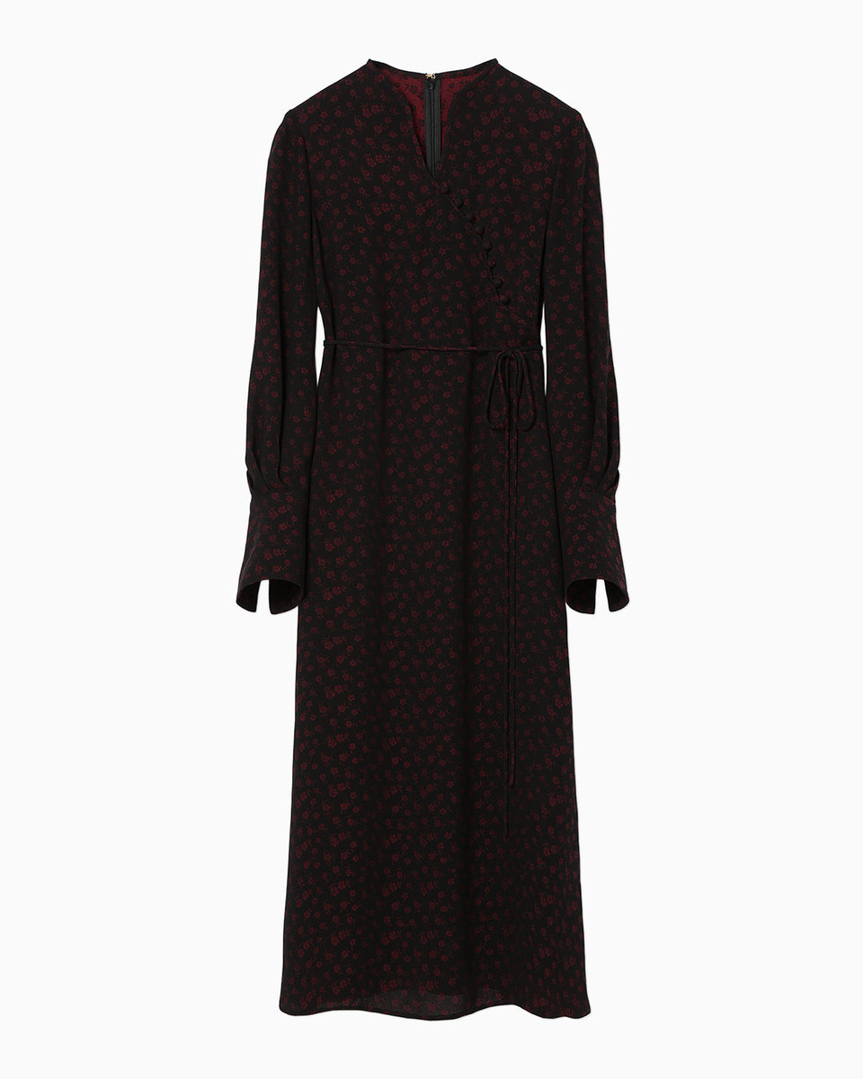 Cupro Triacetate Floral Jacquard Dress - black - Mame Kurogouchi