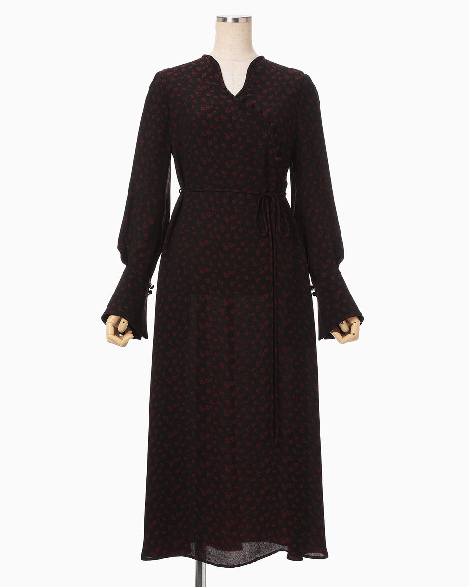 coco_tarou0522 様 Cupro Triacetate Floral Jacquard Dress - black - Mame Kurogouchi