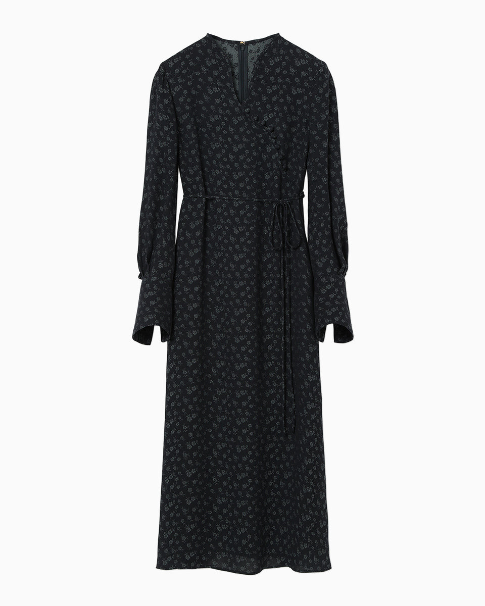 Mamekurogouchi フローラルジャガードドレープドレス navy 2 Cupro Triacetate Floral Jacquard Dress - navy - Mame Kurogouchi