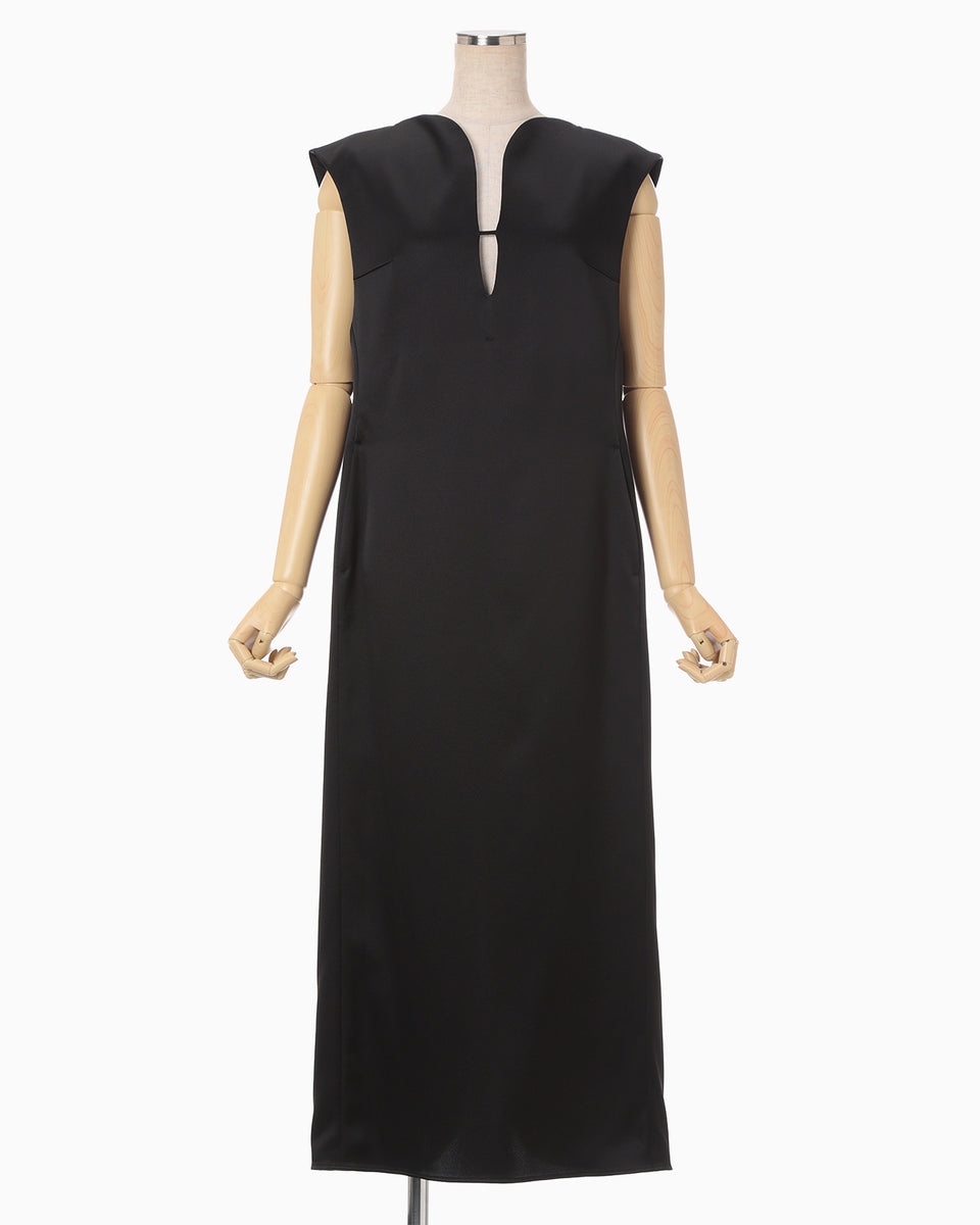 Embossed Leather Motif Triacetate Dress - black - Mame