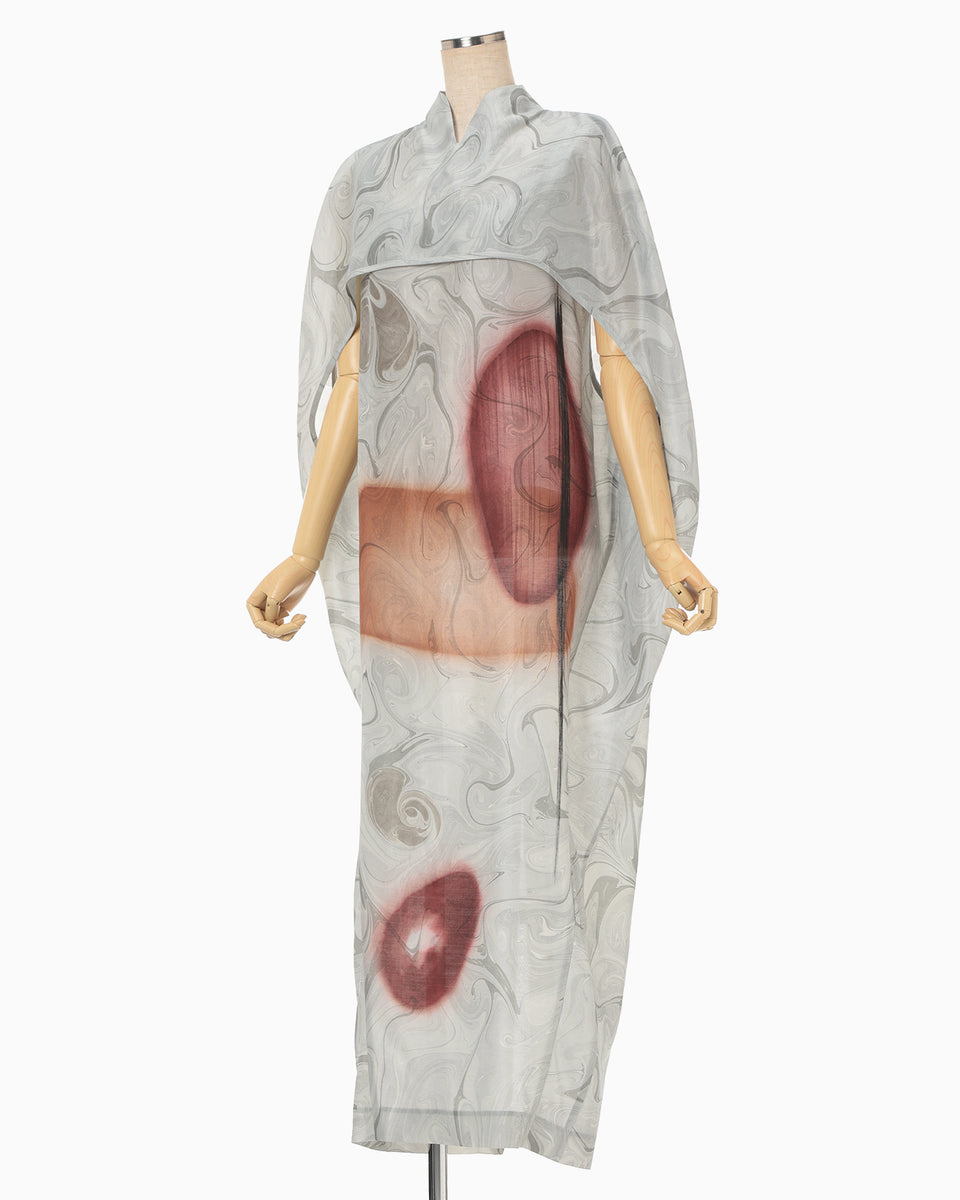 maromiki　0527 Silk Wool Marbling Dress - grey - Mame Kurogouchi