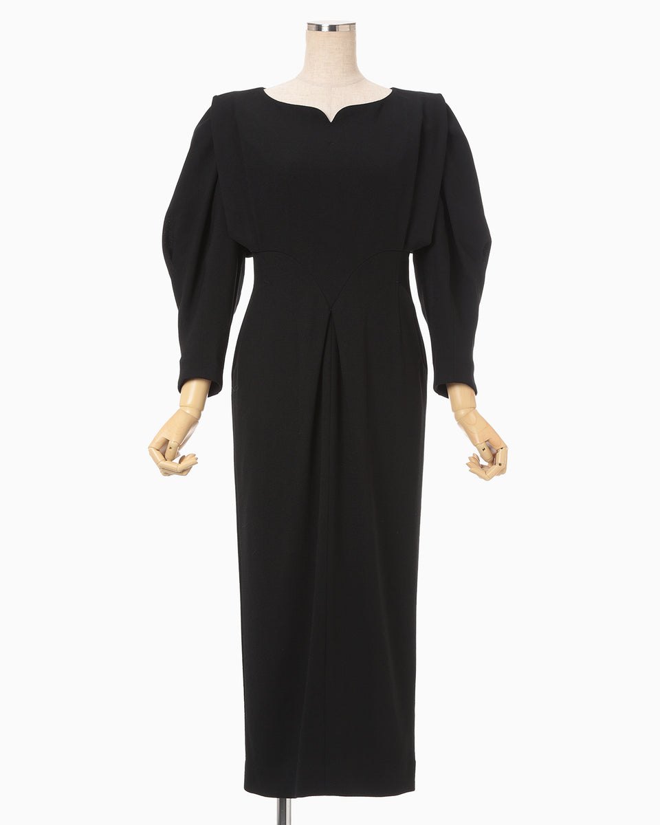 Wool Georgette Dress - black - Mame Kurogouchi