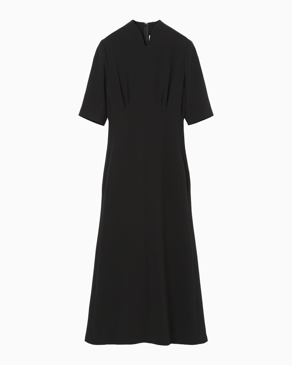 Triacetate Georgette Short Sleeve Dress - black - Mame Kurogouchi