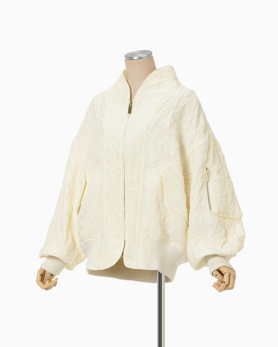 まこ Floral Jacquard Triple Cloth Jacket - ecru - Mame Kurogouchi