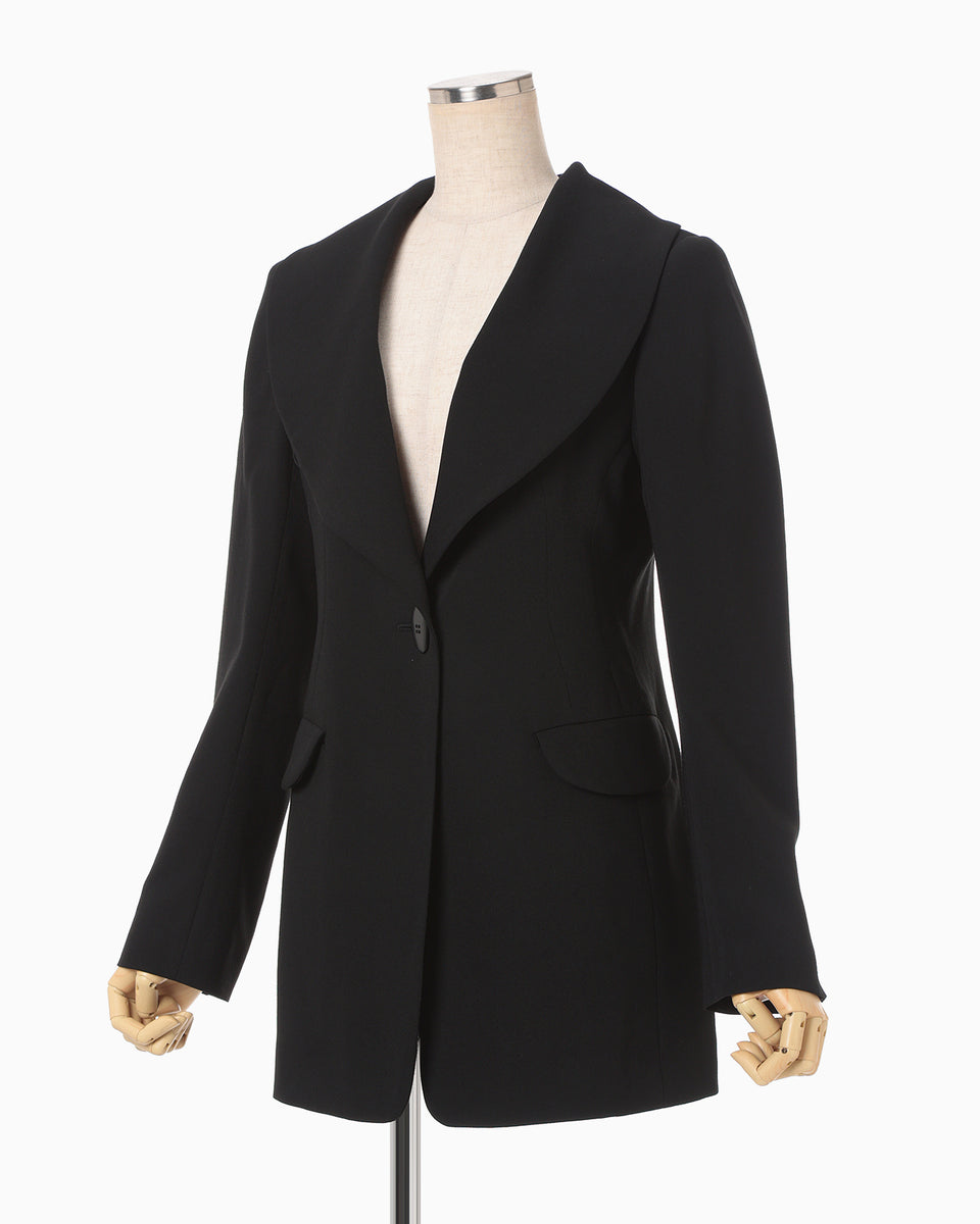 mame kurogouchi ジャケット ブラック Mame Kurogouchi/マメ】Acetate Polyester Collarless Double