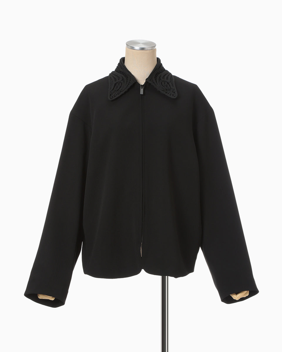 Wool Venetian Embroidery Collar Jacket - black - Mame Kurogouchi