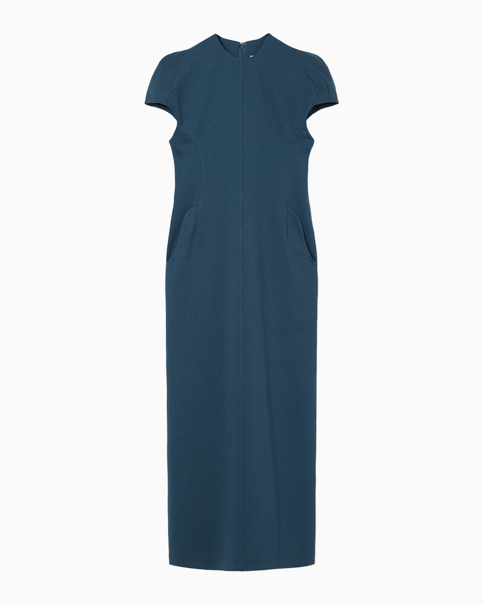 【Mame Kurogouchi】Cotton Jersey Puff Sleeve Dress Cotton Jersey Puff Sleeve Dress - blue - Mame Kurogouchi