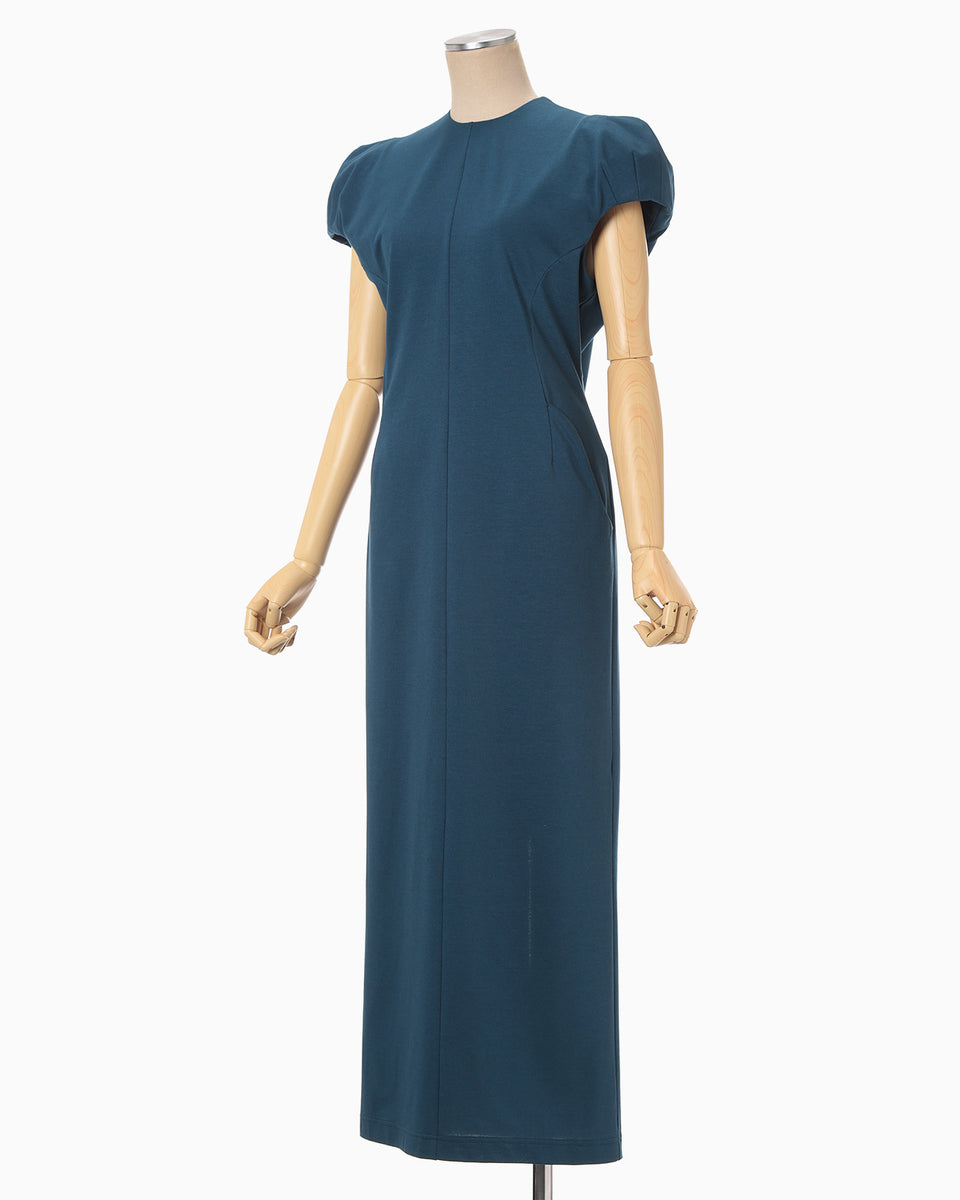 Cotton Jersey Puff Sleeve Dress - blue - Mame Kurogouchi