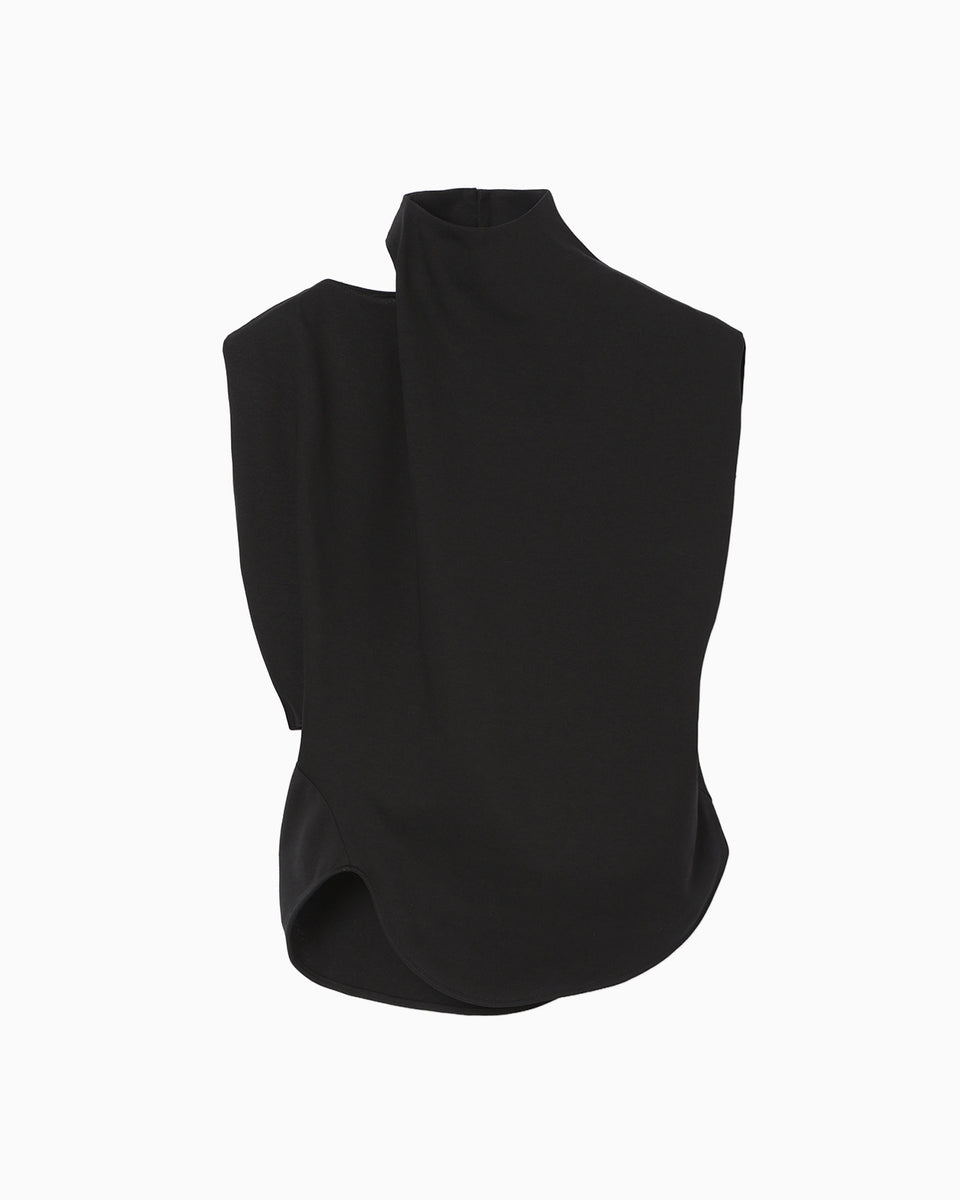 Cotton Jersey Asymmetry Top - black - Mame Kurogouchi