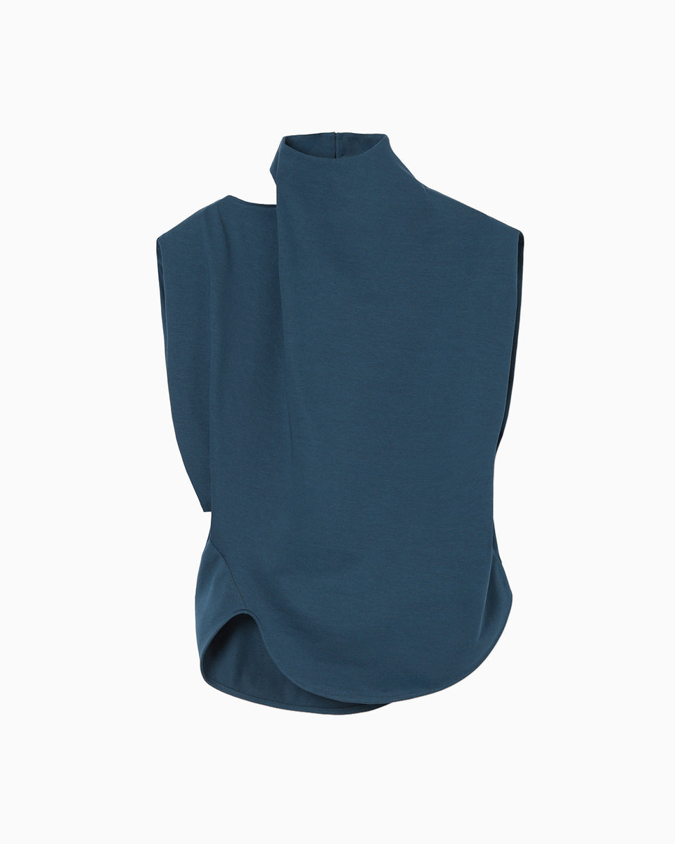 Cotton Jersey Asymmetry Top - blue - Mame Kurogouchi