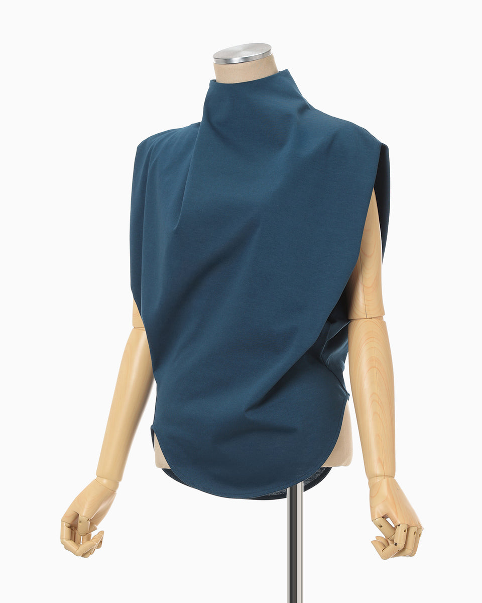 Cotton Jersey Asymmetry Top - blue - Mame Kurogouchi