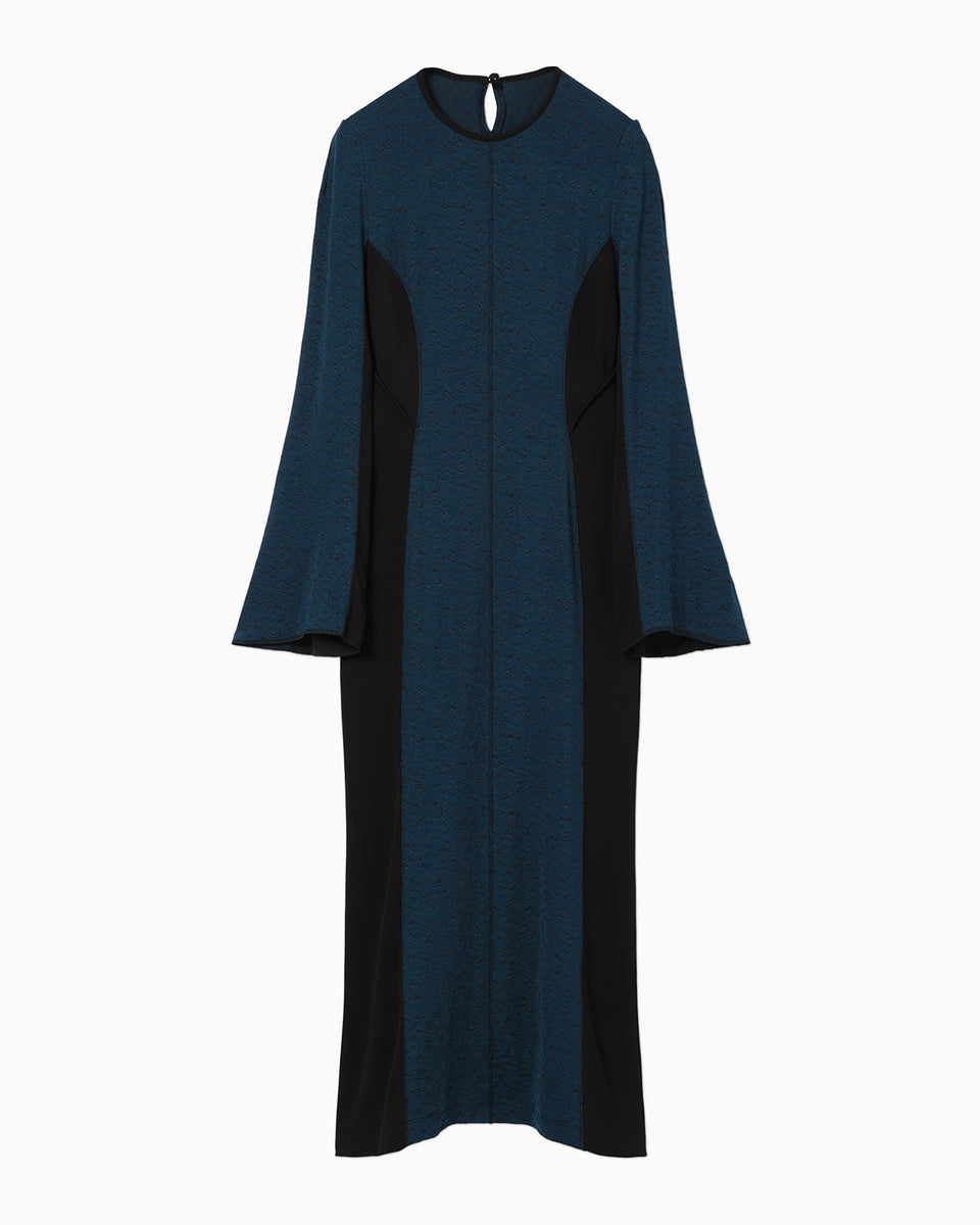 Floral Jacquard Fraise Stitch Dress - navy - Mame Kurogouchi