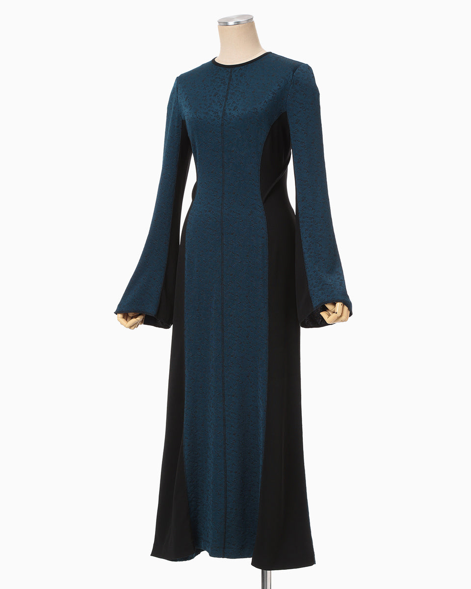 Floral Jacquard Fraise Stitch Dress - navy - Mame Kurogouchi