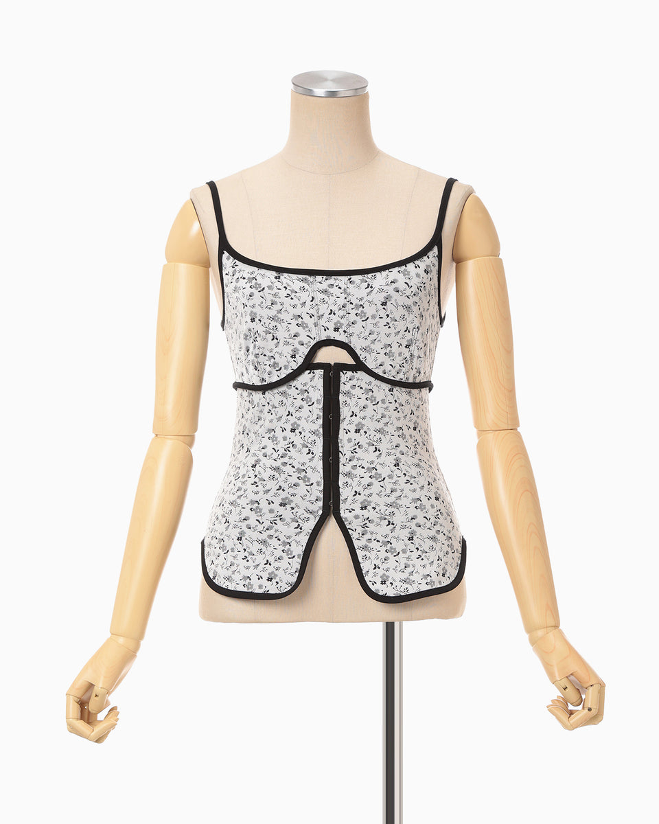 Floral Jacquard Fraise Stitch Camisole Top - white - Mame