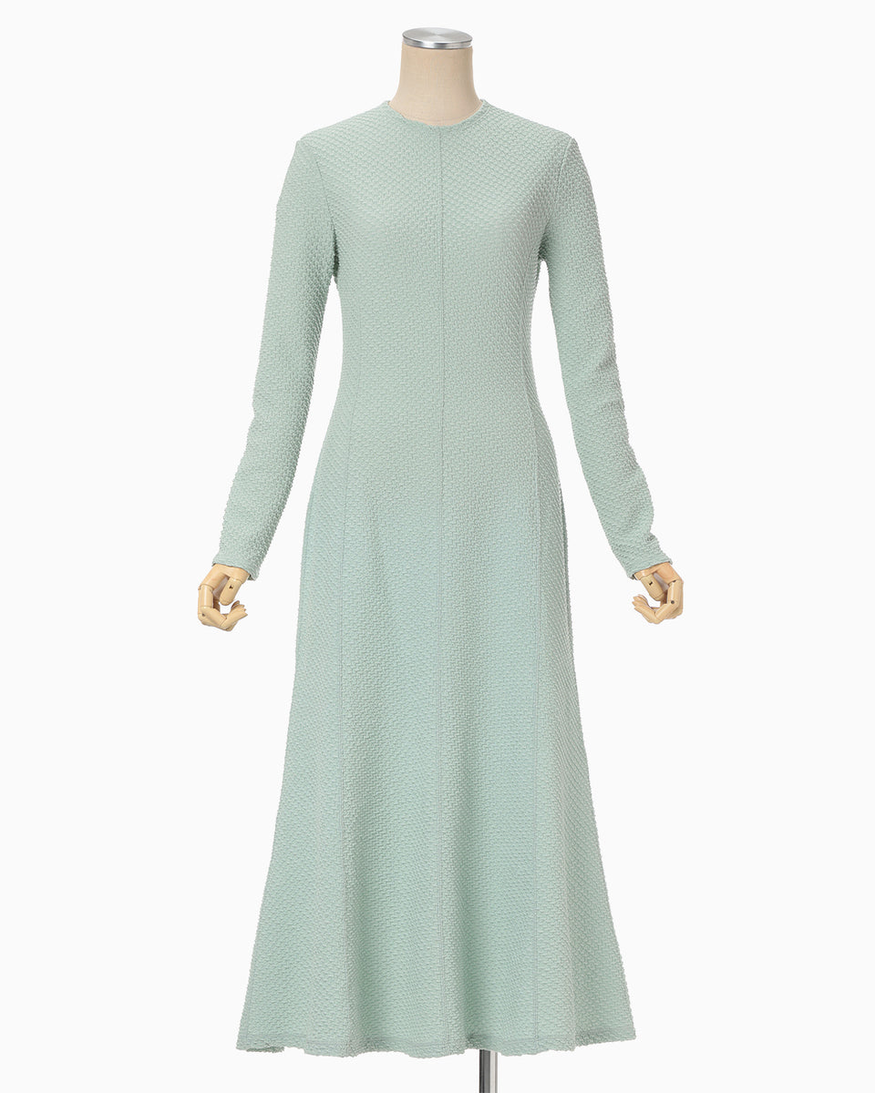 Shirring Jersey Jacquard Dress - light blue - Mame Kurogouchi
