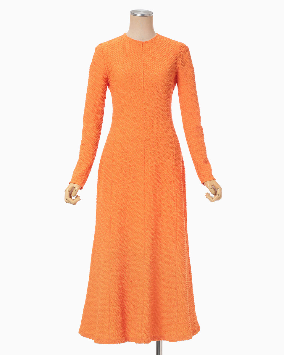 Shirring Jersey Jacquard Dress - orange - Mame Kurogouchi