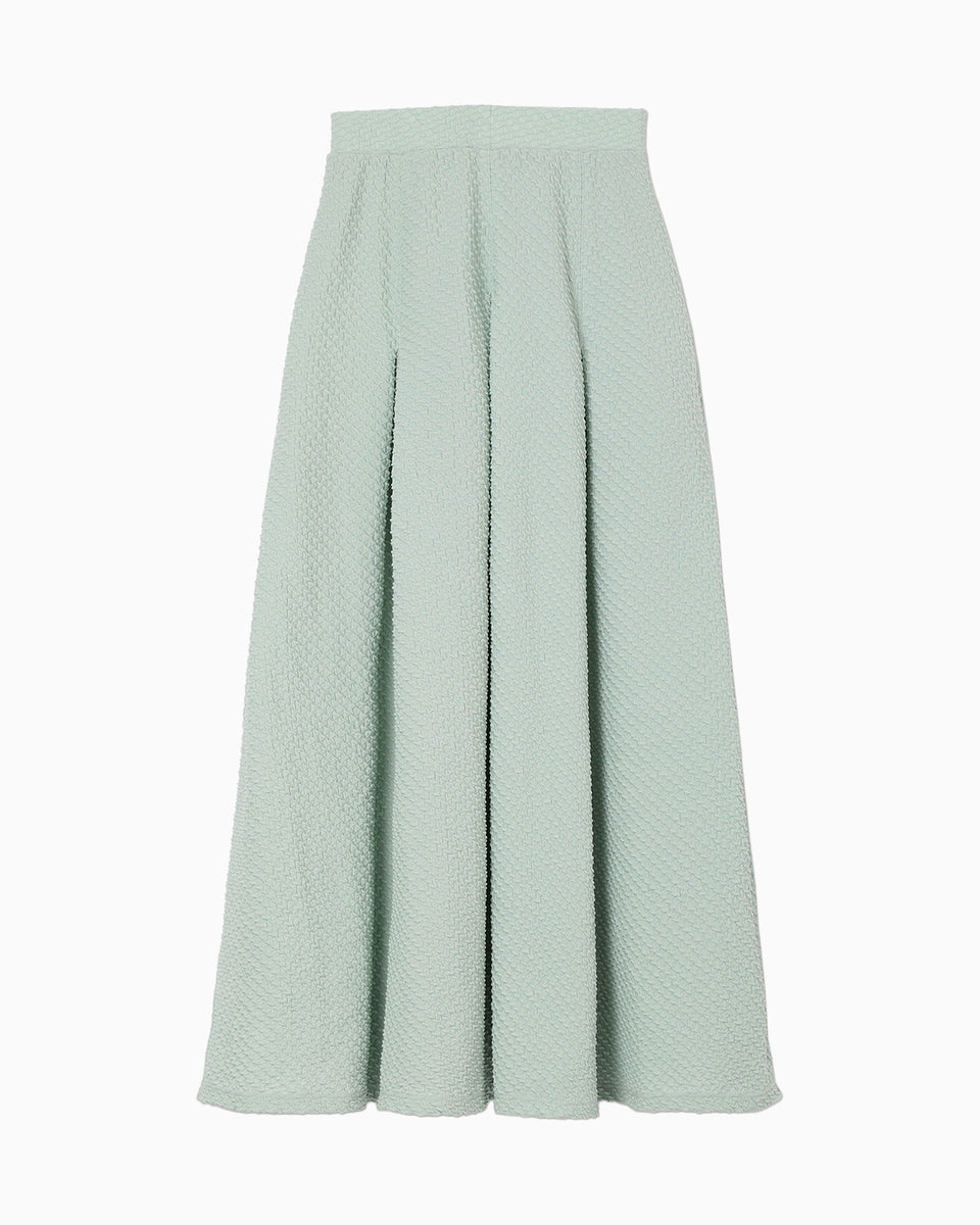 Shirring Jersey Jacquard Flare Skirt - light blue - Mame