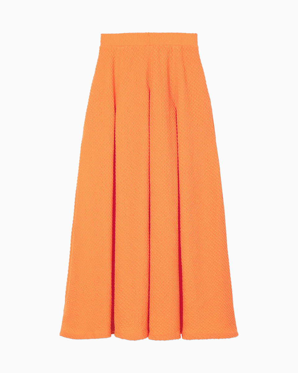 Shirring Jersey Jacquard Flare Skirt - orange - Mame Kurogouchi